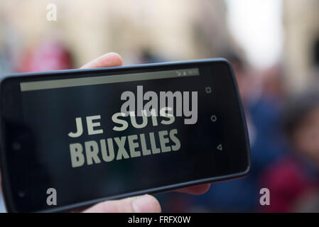 Turin, Italien. 22. März 2016. Solidarität für die Opfer der Terroranschläge von Brüssel in Turin, Italien: Stefano Guidi/Alamy Live News Stockfoto