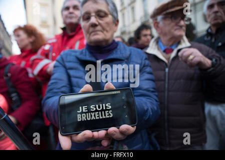 Turin, Italien. 22. März 2016. Solidarität für die Opfer der Terroranschläge von Brüssel in Turin, Italien: Stefano Guidi/Alamy Live News Stockfoto