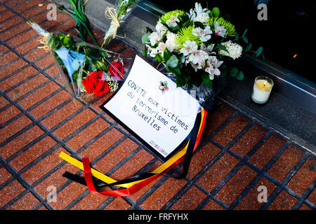 Terroranschlag in Belgien Hommage in Madrid, Spanien Stockfoto