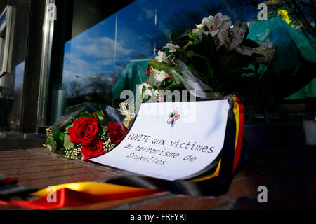 Terroranschlag in Belgien Hommage in Madrid, Spanien Stockfoto