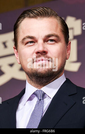 Tokio, Japan. 23. März 2016. US-amerikanischer Schauspieler Leonardo DiCaprio besucht eine Pressekonferenz für den Film The Revenant im Ritz-Carlton Hotel Tokyo am 23. März 2016, in Japan. DiCaprio vor kurzem gewann den Academy Award als bester Schauspieler in einer Hauptrolle für The Revenant und besucht für die Japan-Premiere des Films, die heute Abend stattfinden wird. Der Film ist in Japan am 22. April 2016 veröffentlicht. Bildnachweis: Rodrigo Reyes Marin/AFLO/Alamy Live-Nachrichten Stockfoto