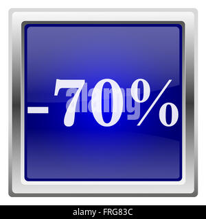 Metallisch glänzende Symbol mit Design in weiß auf blauem Hintergrund Stockfoto