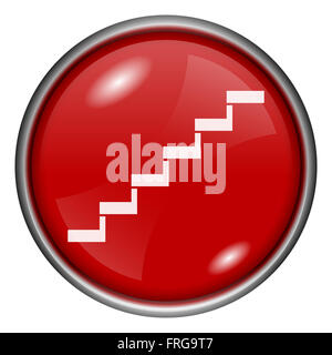 Rote runde glänzende Symbol mit Design in weiß auf rotem Grund Stockfoto