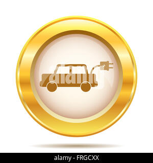 Runde glänzende Symbol mit braun Design auf Goldgrund Stockfoto