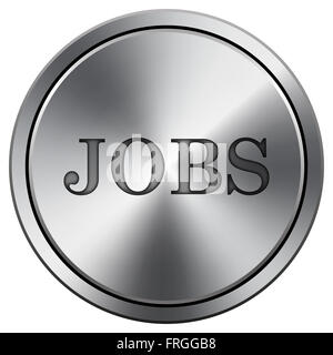 Jobs-Symbol. Metallische Internet-Button auf weißem Hintergrund. Stockfoto