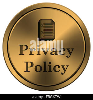 Metallische Symbol mit geschnitzten Designs auf Kupfer-farbigen Hintergrund Stockfoto