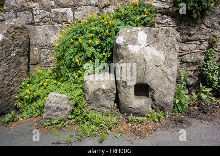 Die gestufte Befestigungsblock für Reiter vor vielen Jahren errichtet. Dieser ist in dem Dorf Loose, Kent, UK Stockfoto