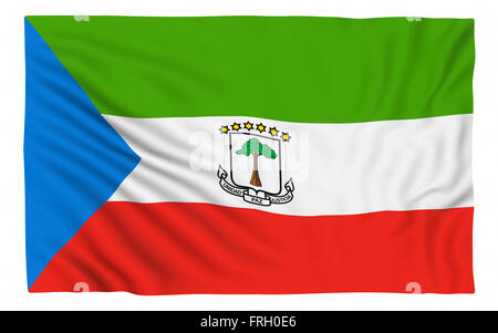 Flagge von Äquatorial-Guinea, isoliert auf weiss. Stockfoto