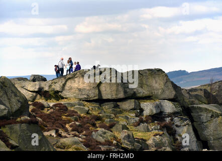 Die Kuh & Kalb. Ilkley Moor, Hangingstone Road, Ilkley, West Yorkshire, England, Vereinigtes Königreich, Europa. Stockfoto