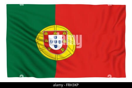 Flagge von Portugal, isoliert auf weiss. Stockfoto