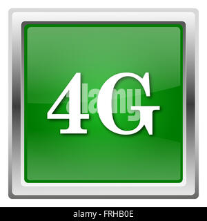 Grün glänzend glossy Icon isoliert auf weißem Hintergrund Stockfoto