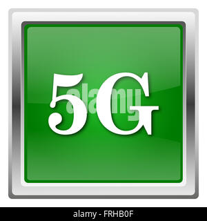 Grün glänzend glossy Icon isoliert auf weißem Hintergrund Stockfoto