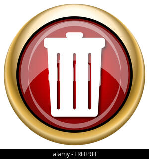 Glänzend glossy Icon mit Design in weiß auf rot und gold Hintergrund Stockfoto