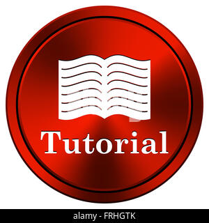 Rot metallic, rundes Symbol auf weißem Hintergrund Stockfoto