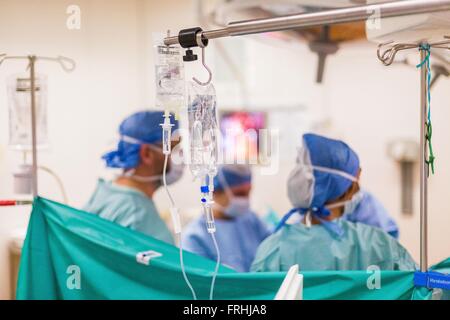 Operative Laparoskopie und Hysteroskopie Exploration hier, Behandlung der Endometriose, Krankenhaus in Limoges, Frankreich. Stockfoto