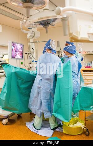 Operative Laparoskopie und Hysteroskopie Exploration hier, Behandlung der Endometriose, Krankenhaus in Limoges, Frankreich. Stockfoto