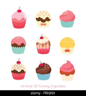 9 leckere Vektorgrafik cupcake Stock Vektor