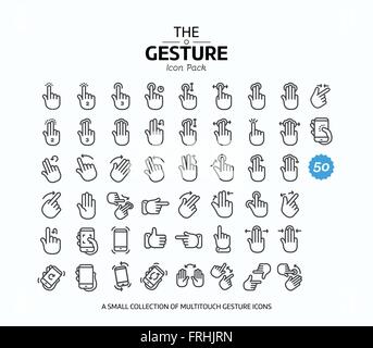50 Geste Premiumlinie Ikonensammlung Multi-Touch pack Stock Vektor