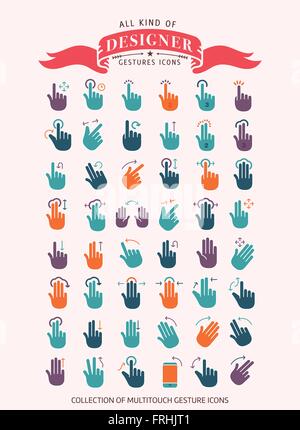 Premium-Line Geste Ikonensammlung Multi-Touch pack Stock Vektor