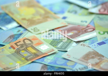 Vielzahl von Euro-Banknoten Stockfoto