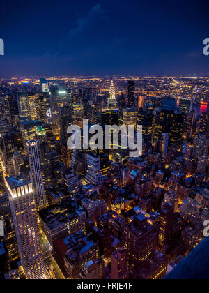 Blick in Richtung Upper Manhattan vom Empire State Building, New York City, USA. Stockfoto