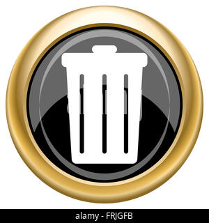 Glänzende glossy Icon mit Design in weiß auf schwarz und gold Hintergrund Stockfoto