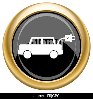 Glänzende glossy Icon mit Design in weiß auf schwarz und gold Hintergrund Stockfoto