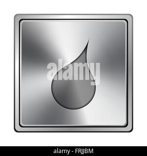 Quadratische metallic Symbol mit geschnitzten Designs auf grauem Hintergrund Stockfoto