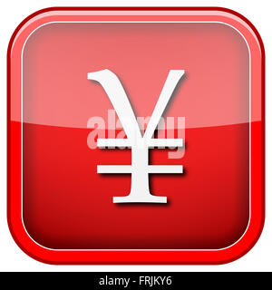 Quadratische glänzende Symbol mit Design in weiß auf rotem Grund Stockfoto