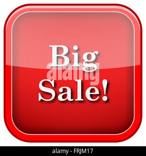 Quadratische glänzende Symbol mit Design in weiß auf rotem Grund Stockfoto