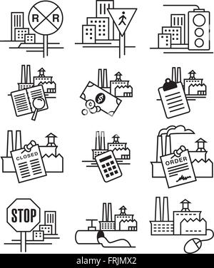 Symbol setzen Gebäude Stock Vektor
