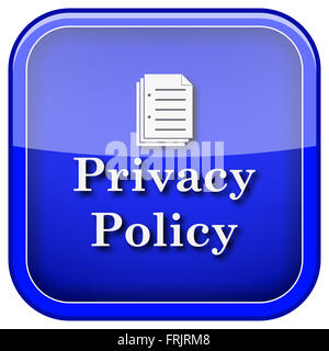 Quadratische glänzende Symbol mit Design in weiß auf blauem Hintergrund Stockfoto