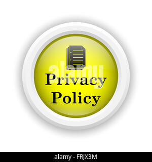 Runde Kunststoff-Symbol mit schwarzen Design auf gelbem Hintergrund Stockfoto