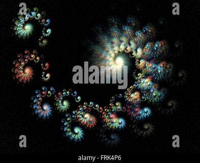 Abstrakte psychedelische Fraktale Hintergrund auf schwarzem Hintergrund. Stockfoto