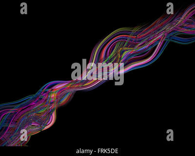 Diagonale bunt und geschnittenen Wellenlinien auf schwarzem Hintergrund. Stockfoto