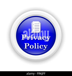 Runde Kunststoff-Symbol mit Design in weiß auf blauem Hintergrund Stockfoto