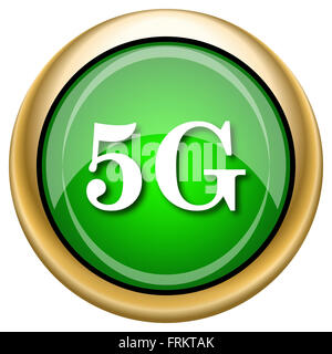 Grüne glänzende glänzende Symbol auf weißem Hintergrund. Stockfoto