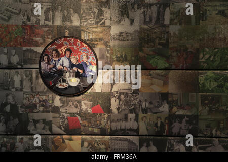 Die Wanddekoration der dining Hall HILTL das weltweit älteste durchgehend offen vegetarische Restaurant in Zürich Stockfoto