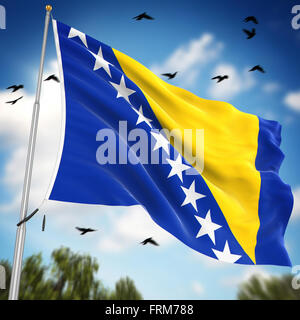 Flagge von Bosnien und Herzegowina, ist dies ein Computer generierten und 3d gerenderten Bild. Stockfoto