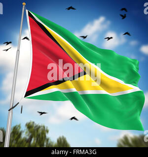 Flagge von Guyana, ist dies ein Computer generierten und 3d gerenderten Bild. Stockfoto