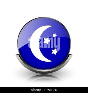 Blaue glänzende glossy Icon auf weißem Hintergrund Stockfoto