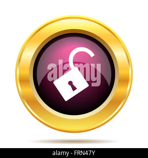 Offenes Schloss-Symbol. Internet-Button auf weißem Hintergrund. Stockfoto