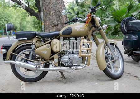 Royal Enfield Bullet Motorrad, Delhi, Indien Stockfoto