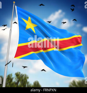 Flagge der Demokratischen Republik Kongo, ist dies ein Computer generierten und 3d gerenderten Bild. Stockfoto