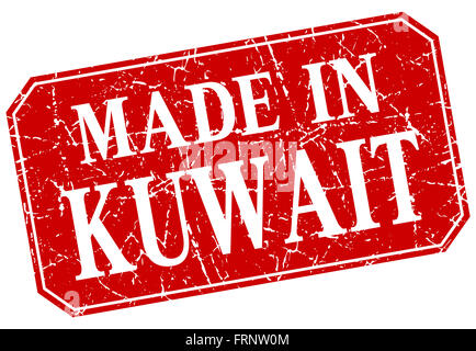 in Kuwait rotes Quadrat Grunge Stempel gemacht Stockfoto