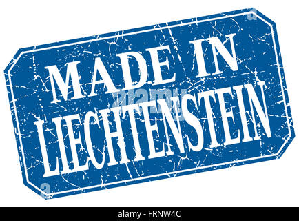 Made in Liechtenstein blauen quadratischen Grunge-Stempel Stockfoto