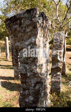 Sri Lanka, Anuradhapura, Abhayagiri Kloster, Steinsäulen Rathna (Rathna) Prasada Stockfoto