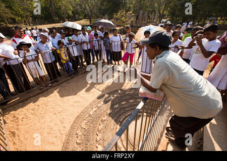 Sri Lanka, Anuradhapura, Abhayagiri Kloster, Kreditor an Masse an Mahasens Palast Mondstein zu verkaufen Stockfoto