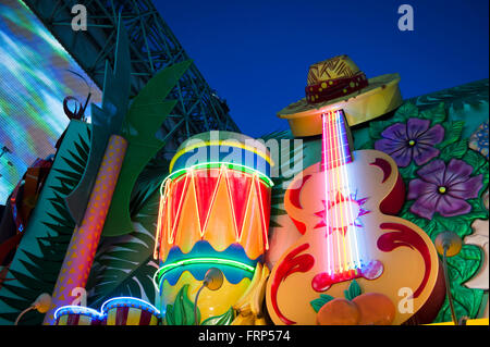 Neonlichter in Fremont District von Las Vegas, Nevada Stockfoto