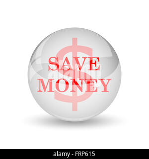 Sparen Sie Geld-Symbol. Internet-Button auf weißem Hintergrund. Stockfoto